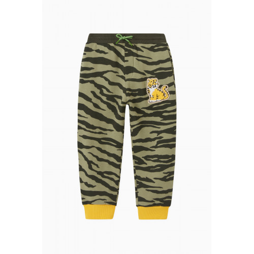 KENZO KIDS - Zebra Sweatpants in Cotton Green