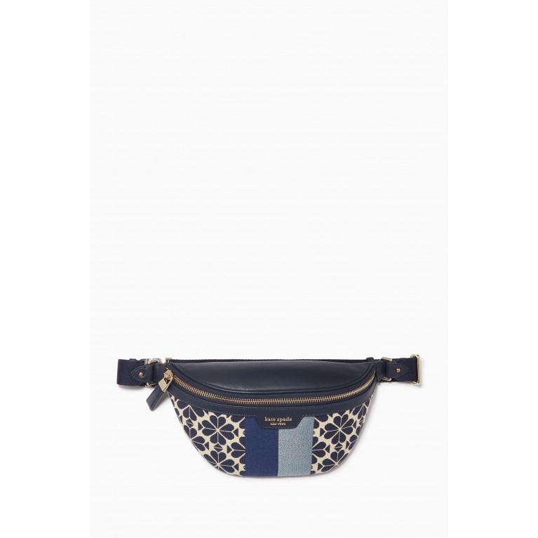 Kate Spade New York - Medium Spade Flower Belt Bag in Jacquard Blue