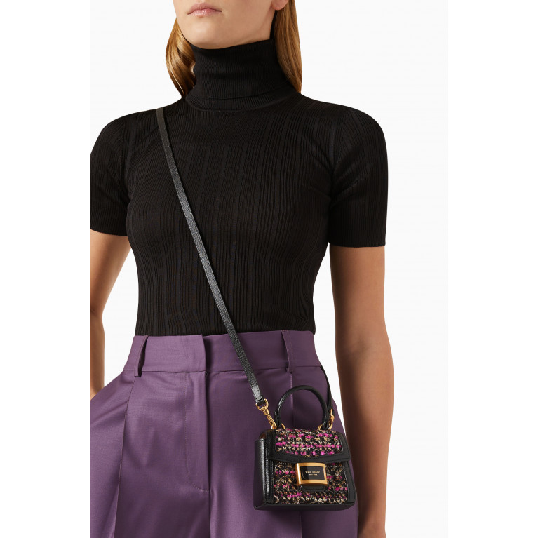 Kate Spade New York - Small Katy Top Handle Bag in Tweed & Leather