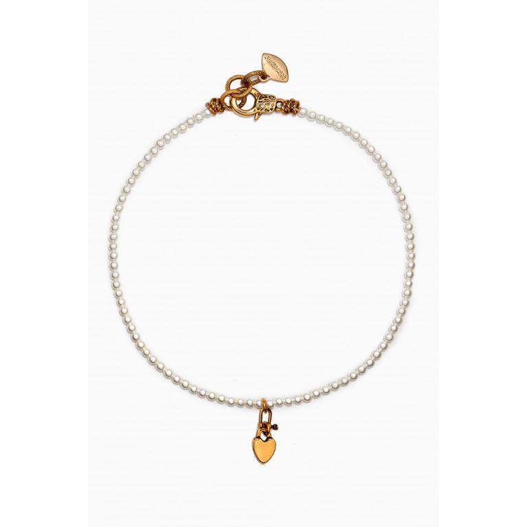 Mon Reve - Sea Whisperer Tiny Love Pearl Necklace in Gold-plated Brass