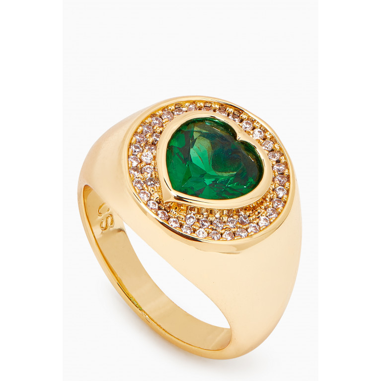 Celeste Starre - Queen of Hearts Ring in 18kt Gold-plated Brass