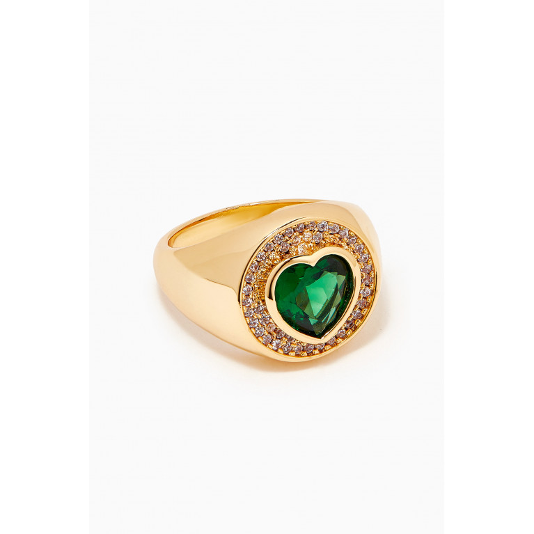 Celeste Starre - Queen of Hearts Ring in 18kt Gold-plated Brass