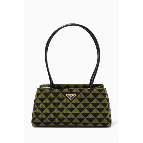 Prada - Medium Embroidered Symbole Shoulder Bag in Jacquard Green