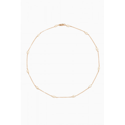 Luiny - Perlitas Pearl Chain Necklace in Gold-plated Metal