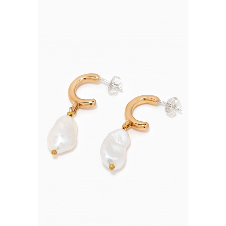 Luiny - Mondrian Willem Pearl Drop Earrings in Gold-plated Metal