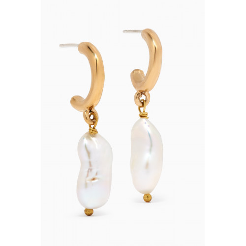 Luiny - Mondrian Willem Pearl Drop Earrings in Gold-plated Metal