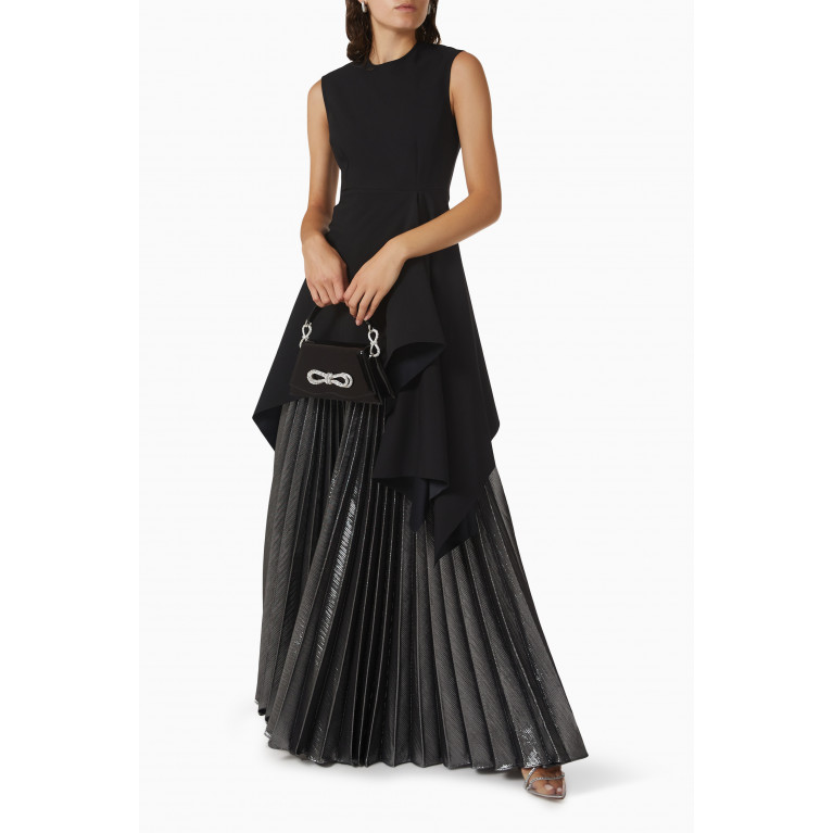 Solace London - Henley Pleated Maxi Skirt in Metallic-crepe