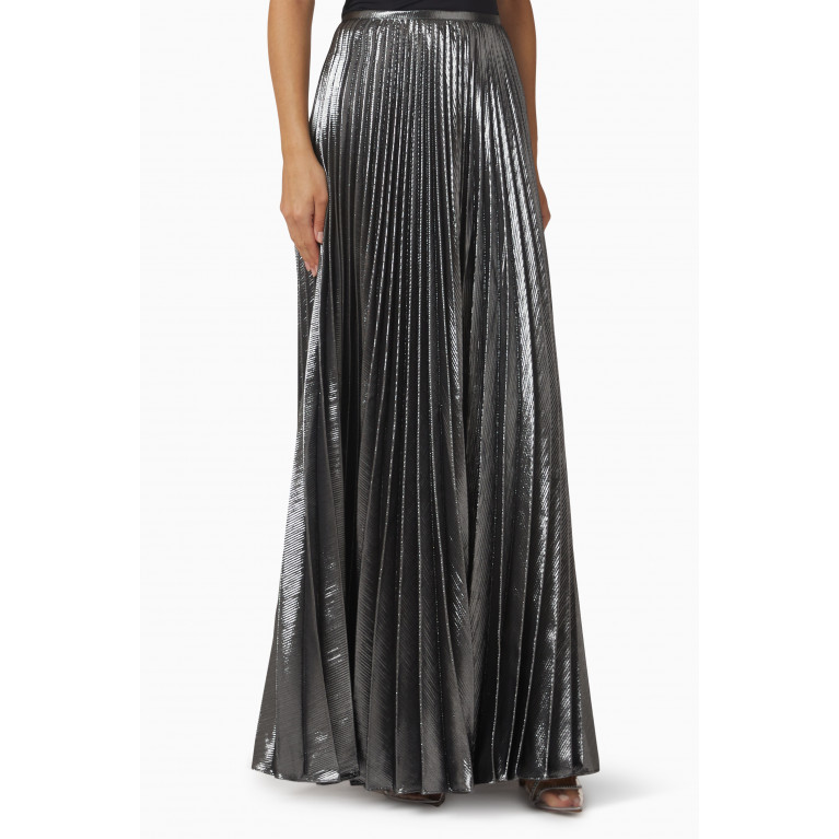 Solace London - Henley Pleated Maxi Skirt in Metallic-crepe