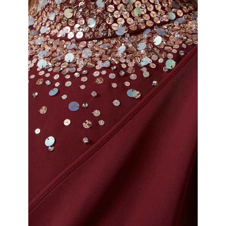 Amal Al Raisi - Embellished-neck Kaftan Red