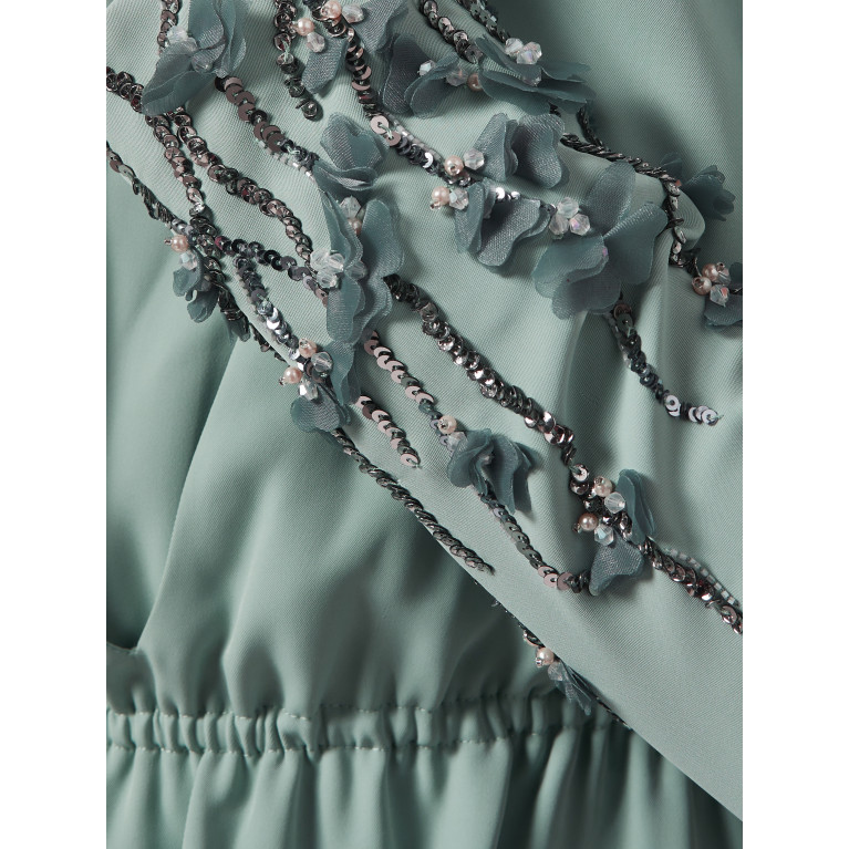 Amal Al Raisi - Embellished-sleeves Kaftan Silver