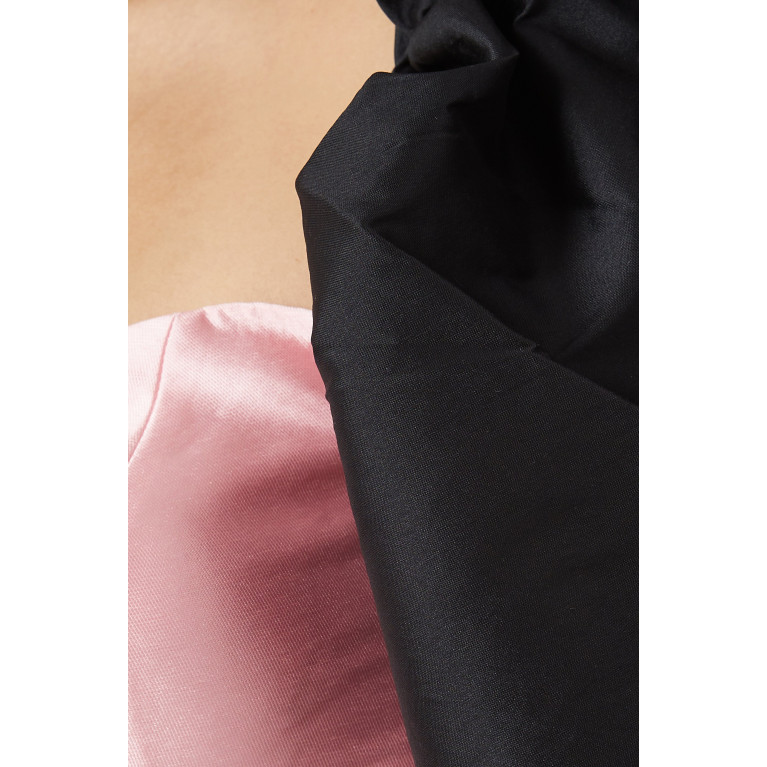 Reyne - Marilyn Puff-sleeve Midi Dress in Mikado-satin & Taffeta