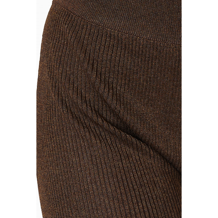 Ninety Percent - Christa Wide-leg Pants in Ribbed Knit Brown