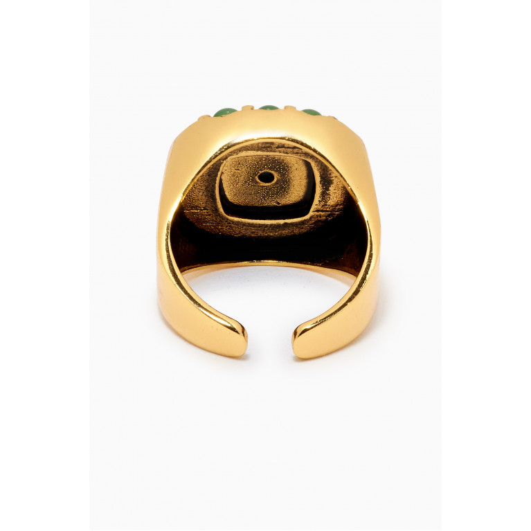 Mon Reve - Luvie Opaline & Jade Ring in Gold-plated Brass