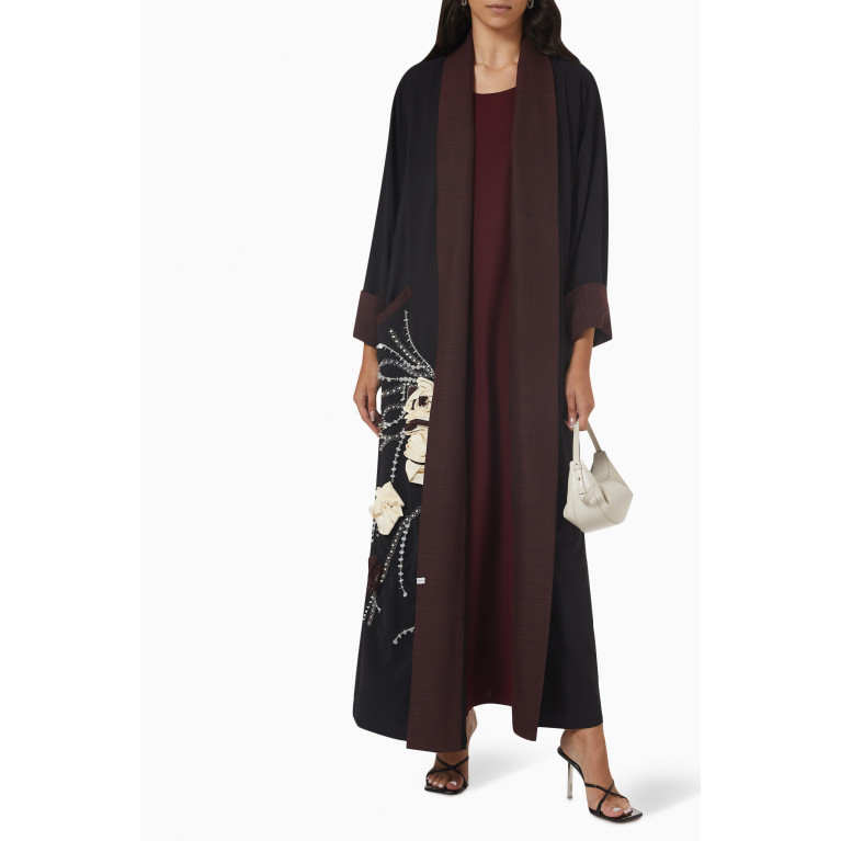 The Orphic - Abstract Floral Art Abaya Set in Linen
