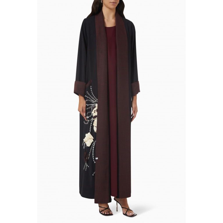 The Orphic - Abstract Floral Art Abaya Set in Linen