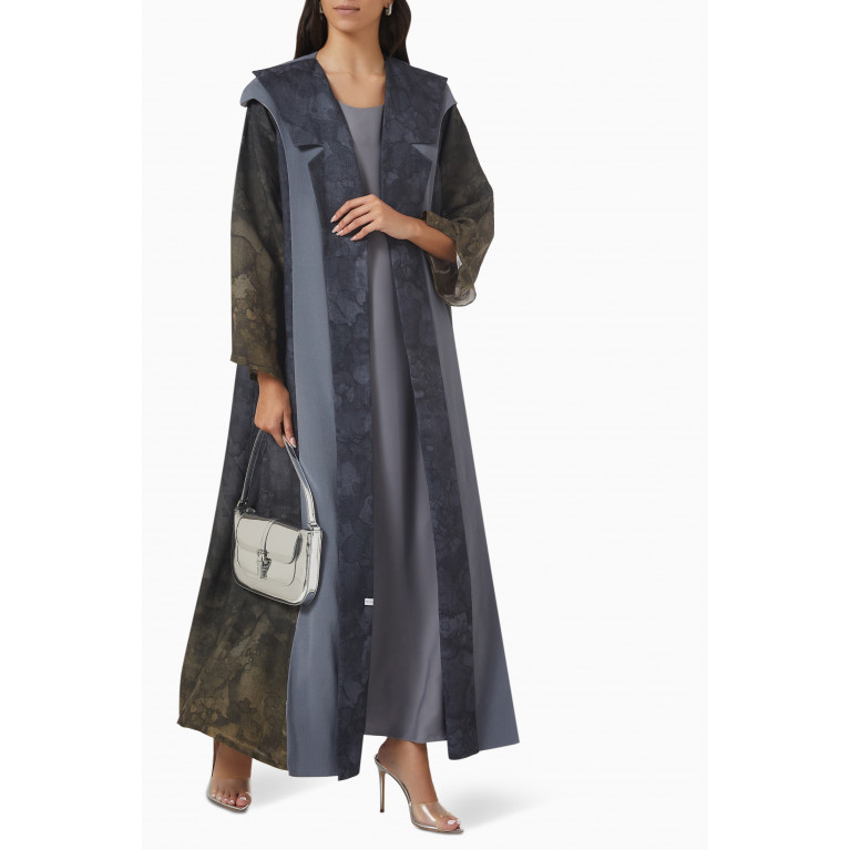 The Orphic - Ombre Abaya Set in Linen & Satin