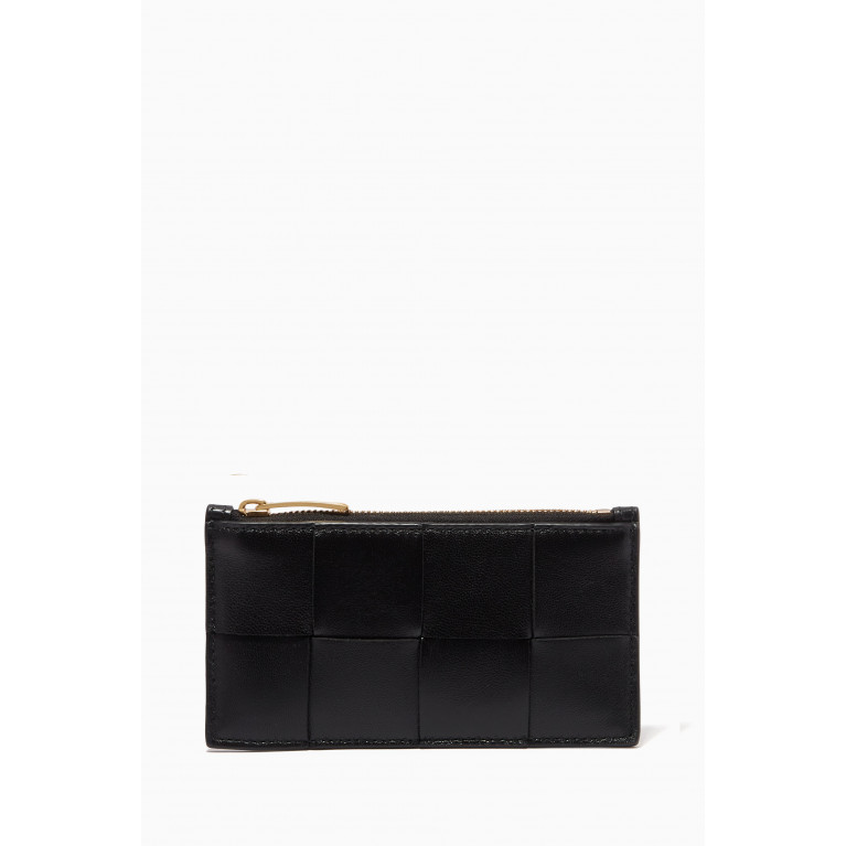 Bottega Veneta - Zipped Card Case in Intreccio Leather