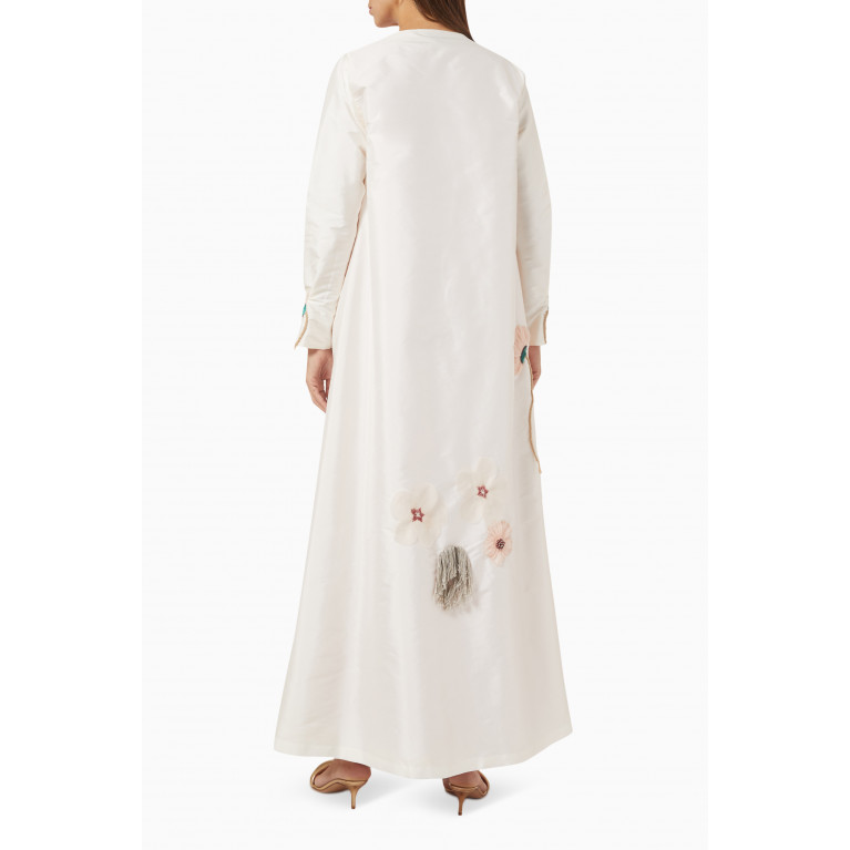 Frou Frou - Floral-embroidered Abaya in Taffeta