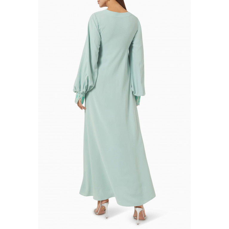 Noor Al Bahrani - Sequin-embellished Pleated Dress in Crepe & Chiffon