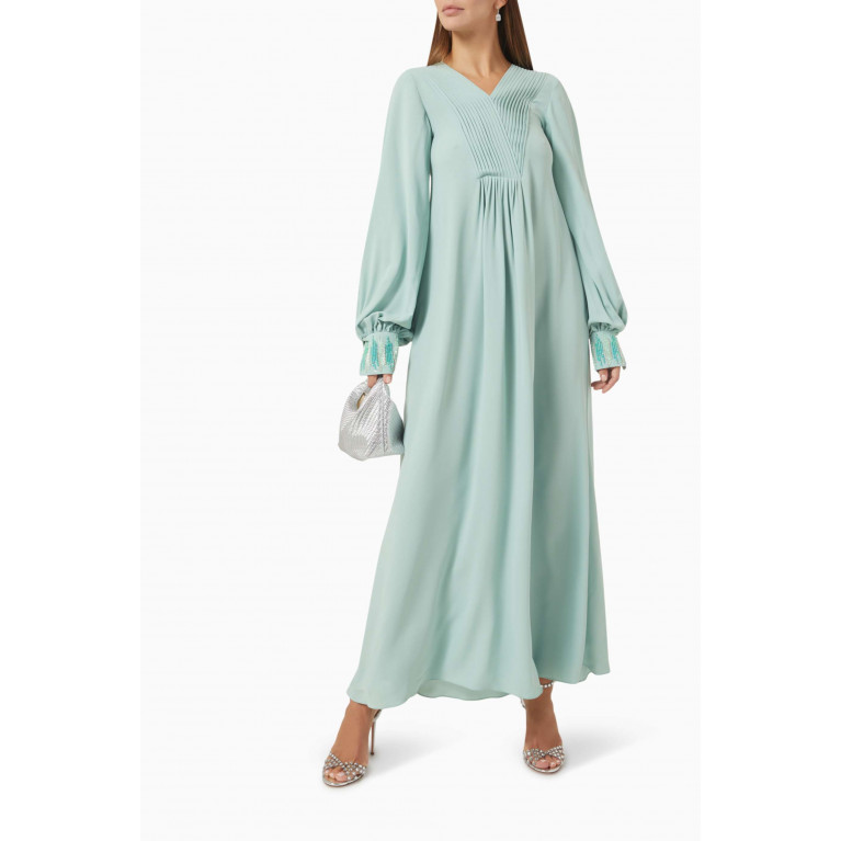 Noor Al Bahrani - Sequin-embellished Pleated Dress in Crepe & Chiffon