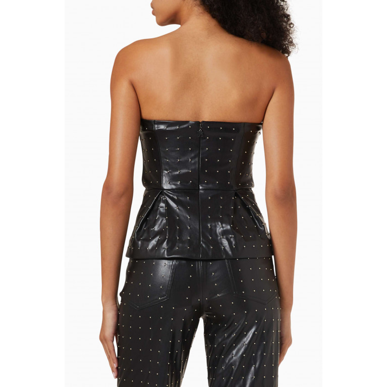 Rotate - Studded Strapless Top in Faux-leather