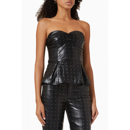 Rotate - Studded Strapless Top in Faux-leather