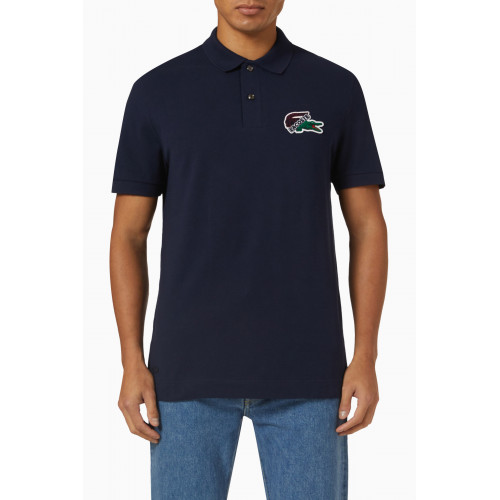 Lacoste - Holiday Badge Polo Shirt in Organic Cotton-piqué Blue