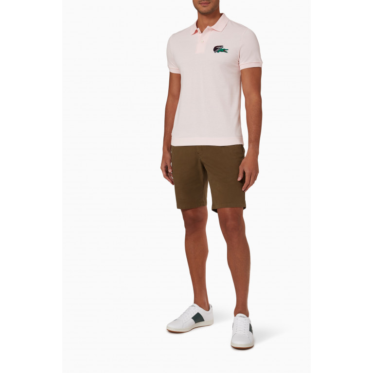 Lacoste - Holiday Badge Polo Shirt in Organic Cotton-piqué Pink