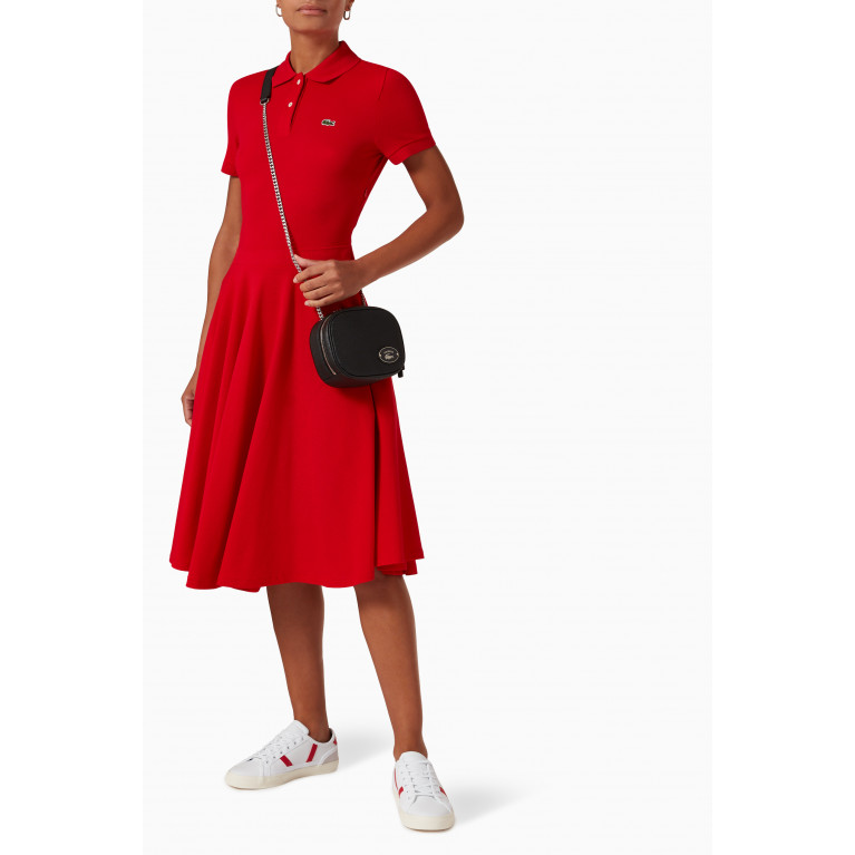 Lacoste - Fitted Polo Dress in Cotton Piqué Red