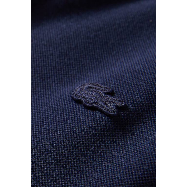 Lacoste - Striped Collar Polo Shirt in Flowy Piqué Blue