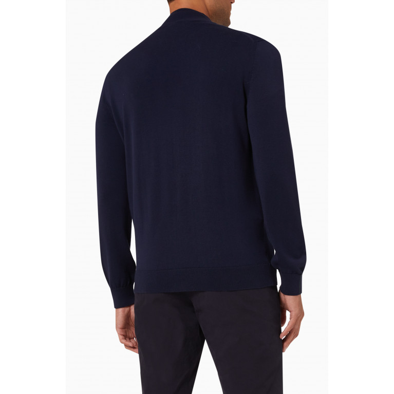 Lacoste - Stand-up Zipped Sweatshirt in Organic Cotton Blue