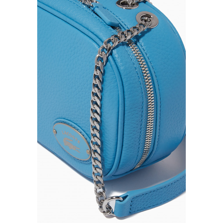 Lacoste - Small Square Camera Bag in Grained Leather Blue