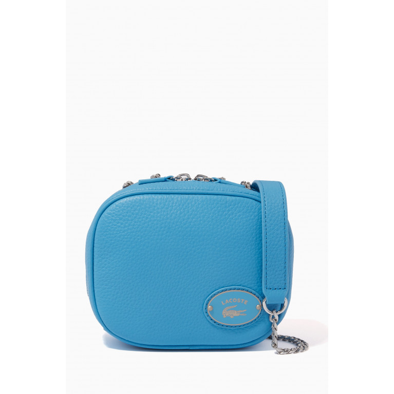 Lacoste - Small Square Camera Bag in Grained Leather Blue