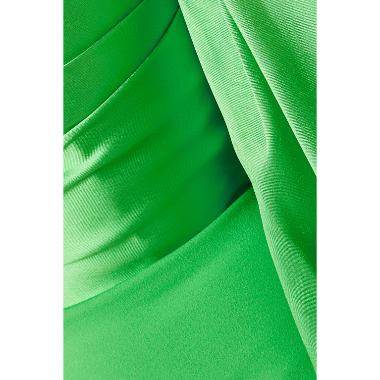 Solace London - Carmen Off-shoulder Maxi Dress in Satin Green
