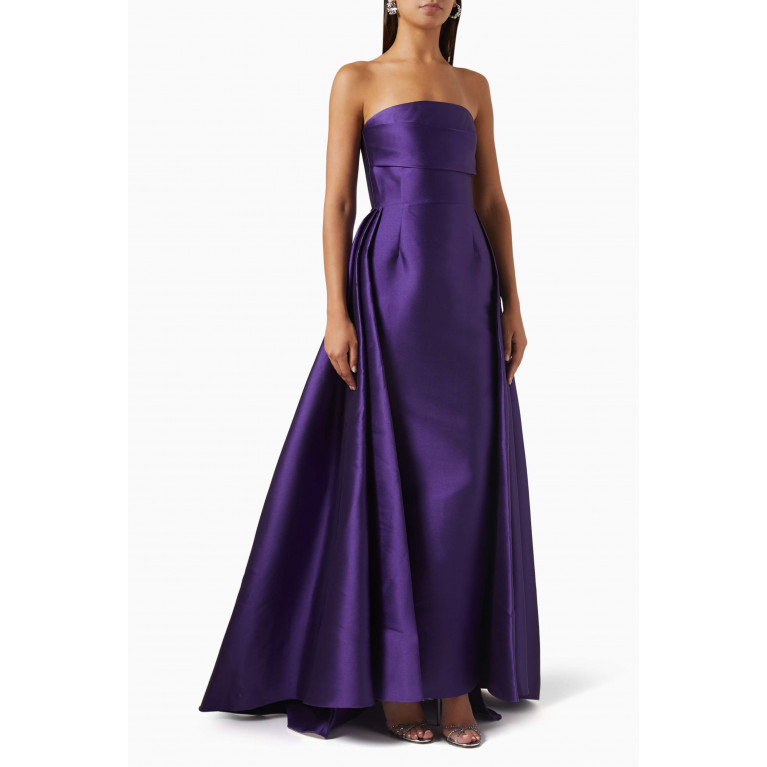 Solace London - Tiffany Strapless Maxi Dress in Satin Purple