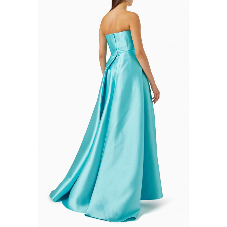 Solace London - Tiffany Strapless Maxi Dress in Satin Blue
