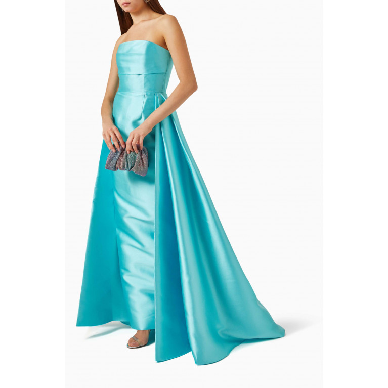 Solace London - Tiffany Strapless Maxi Dress in Satin Blue