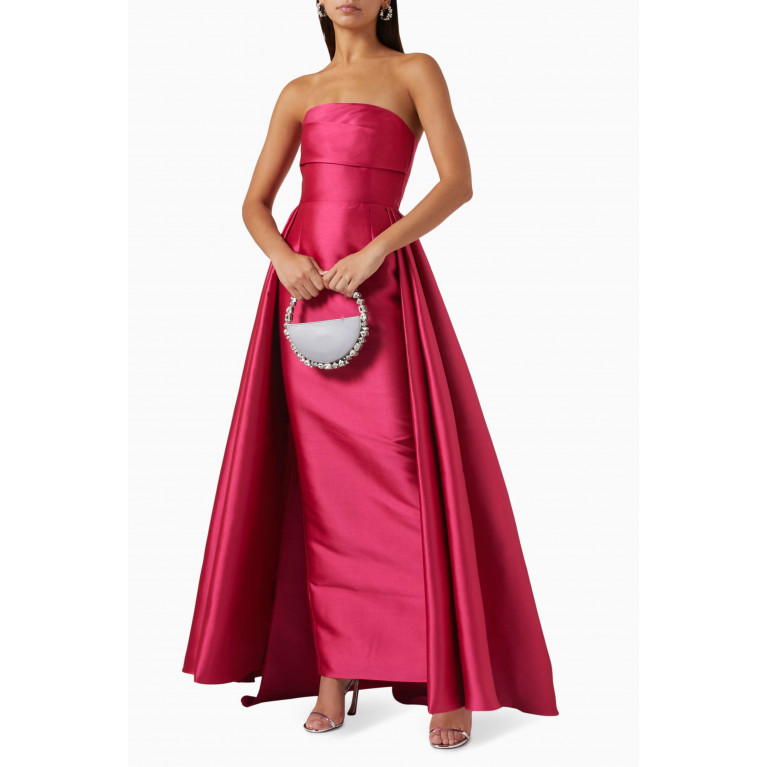 Solace London - Tiffany Strapless Maxi Dress in Satin Pink