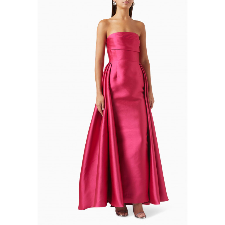 Solace London - Tiffany Strapless Maxi Dress in Satin Pink