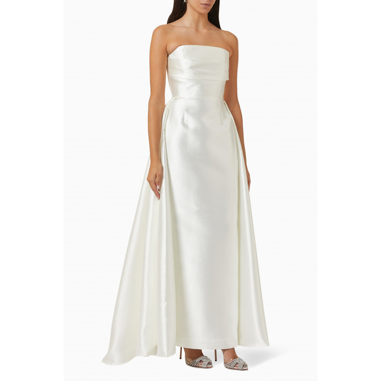 Solace London - Tiffany Strapless Maxi Dress in Satin White