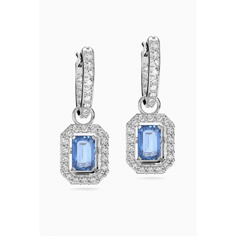 Swarovski - Millenia Crystal Drop Earrings in Rhodium-plated Metal Blue