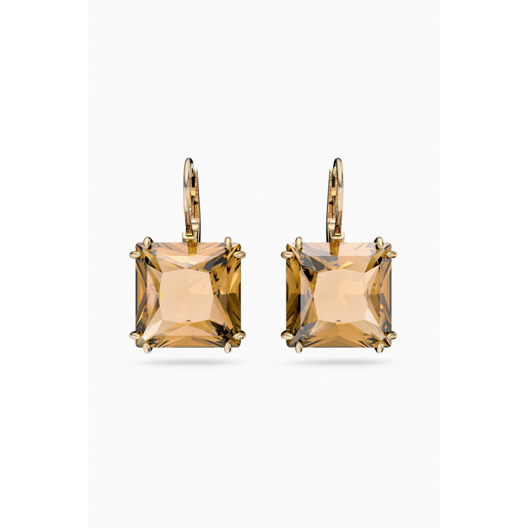 Swarovski - Millenia Square Crystal Drop Earrings in Gold-plated Metal