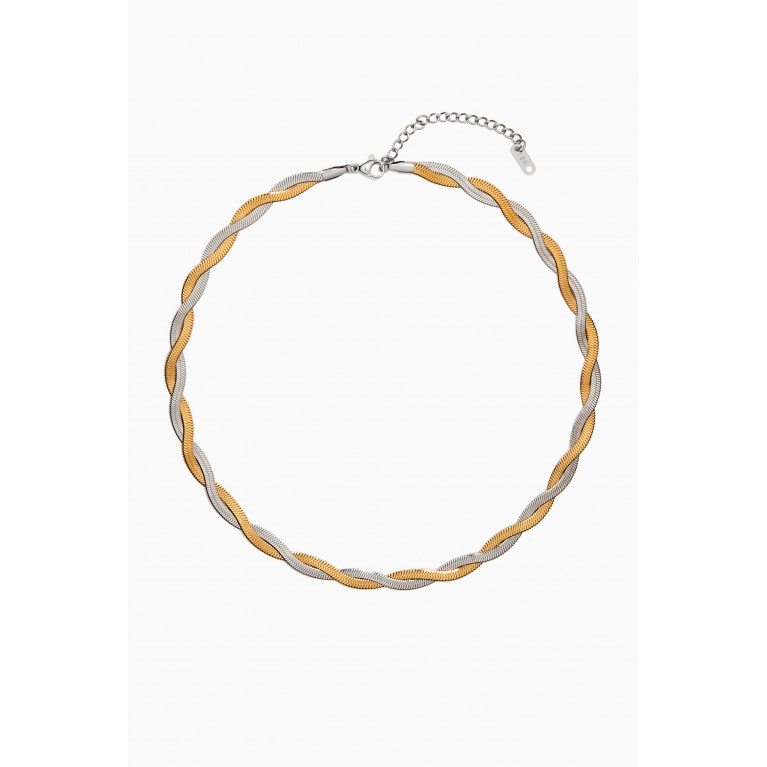 The Jewels Jar - Raia Two-tone Ripple Necklace in 18kt Gold-plated Stainless Steel