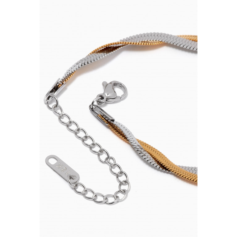 The Jewels Jar - Raia Two-tone Ripple Bracelet in 18kt Gold-plated Stainless Steel