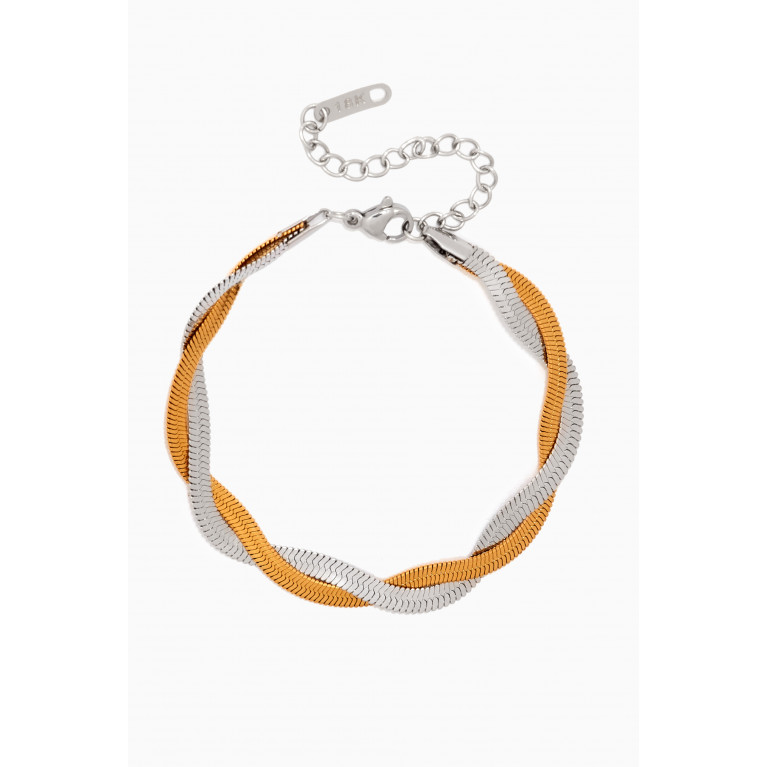 The Jewels Jar - Raia Two-tone Ripple Bracelet in 18kt Gold-plated Stainless Steel