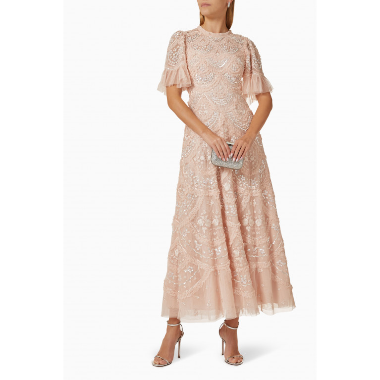 Needle & Thread - Carmen Ruffle Gown in Recycled Tulle Pink