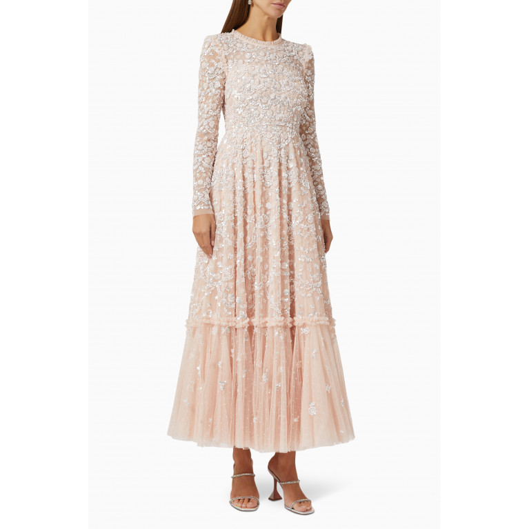 Needle & Thread - Alina Sequin Dress in Tulle Pink