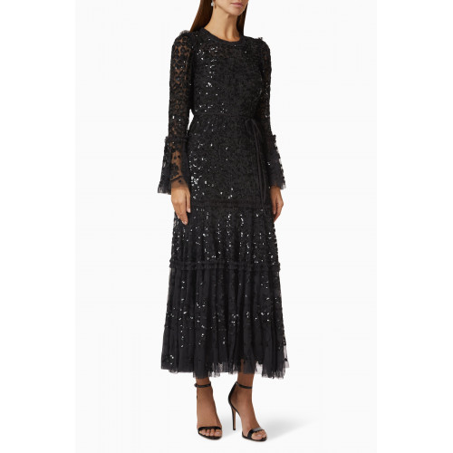 Needle & Thread - Annie Sequin Tiered Midi Dress in Tulle