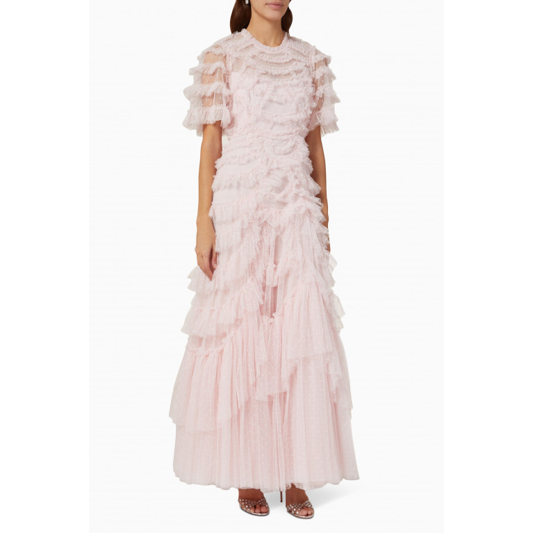 Needle & Thread - Marilla Ruffled Gown in Recycled Tulle Pink