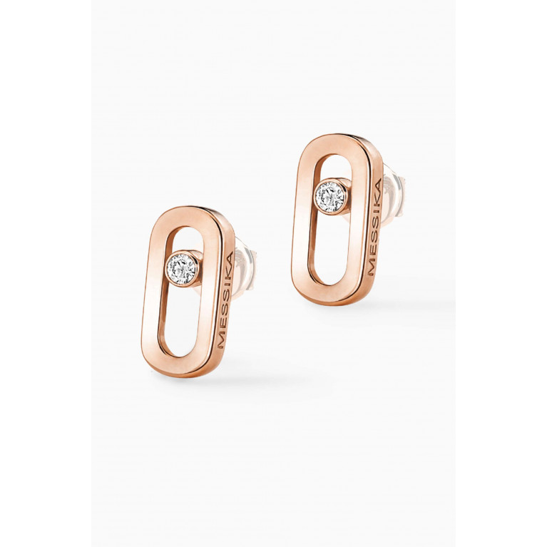 Messika - Move Uno Diamond Stud Earrings in 18kt Rose Gold Pink